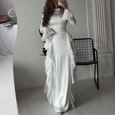 Robe longue à col montant
