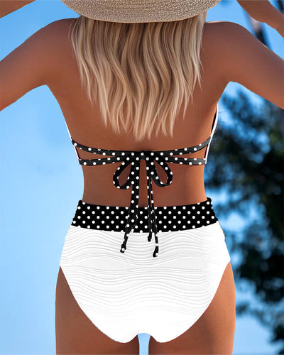 Bikini Décolleté Plongeant Bretelles Pois Contraste