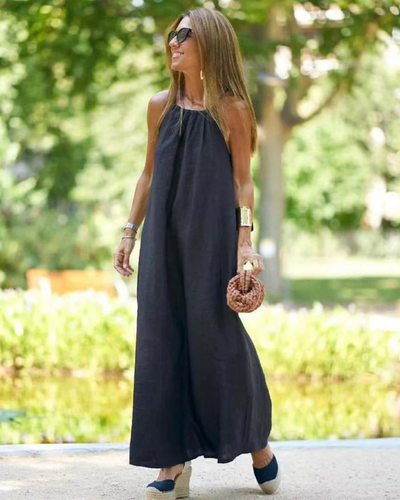 DOWN THE COVE – Robe Longue en Mélange de Lin
