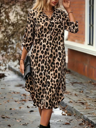 Vera – robe chemise fluide imprimé léopard chic