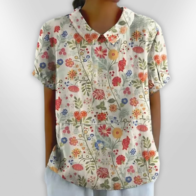 LINA | Blouse en lin à fleurs
