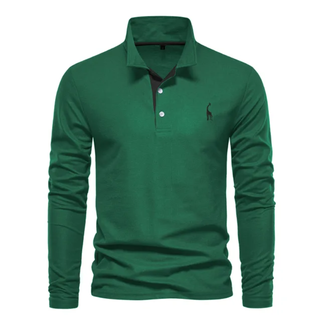 Polo homme – Coupe droite – Manches longues – Tissu respirant – Style décontracté