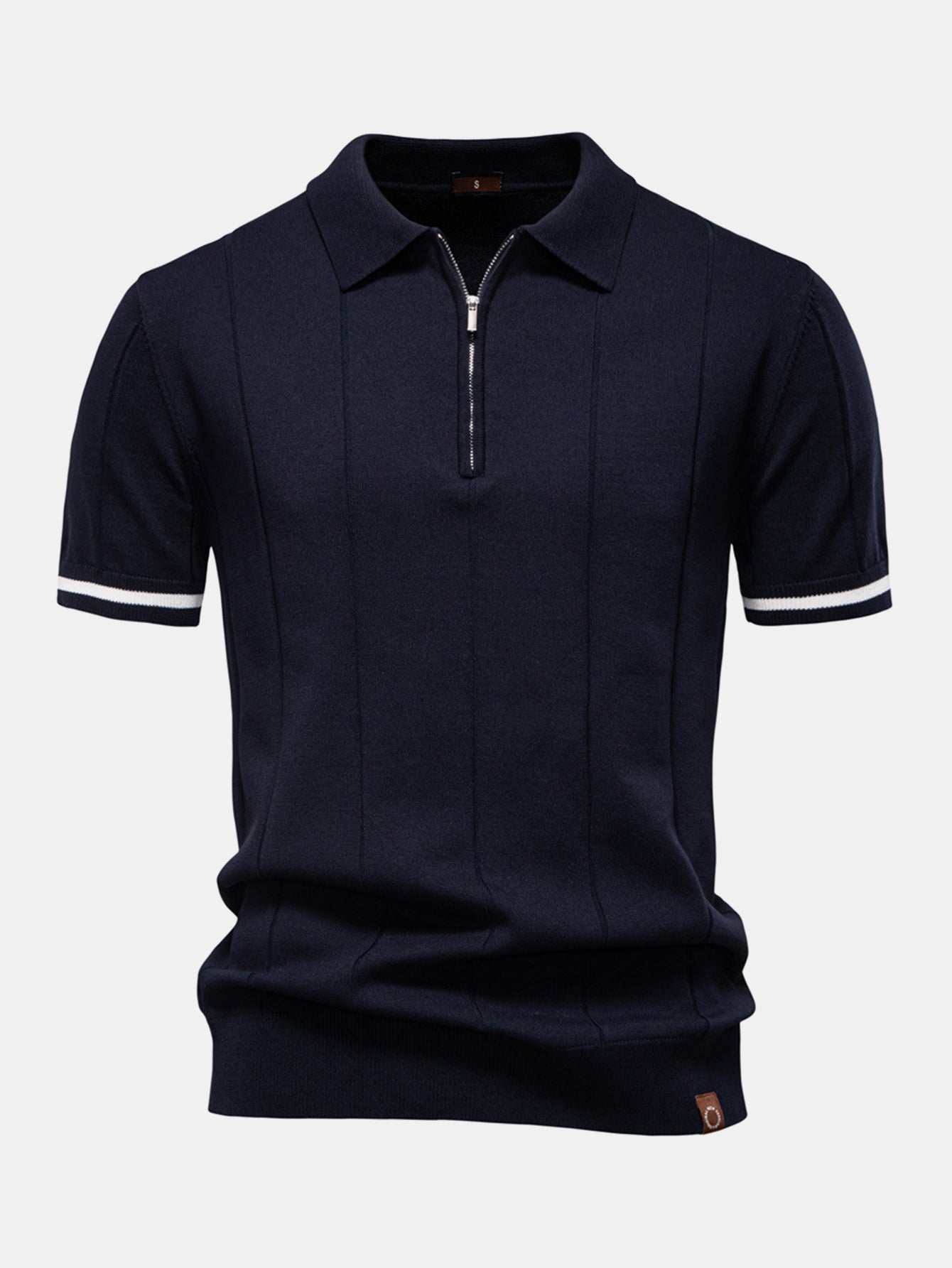 Polo en Maille à Fermeture Éclair avec Liseré Contrastant & Short Chino en Coton
