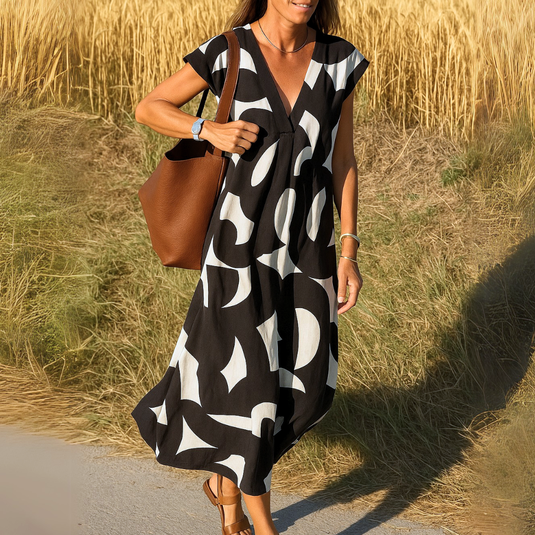 Morgane™ | Robe maxi avec impression artistique