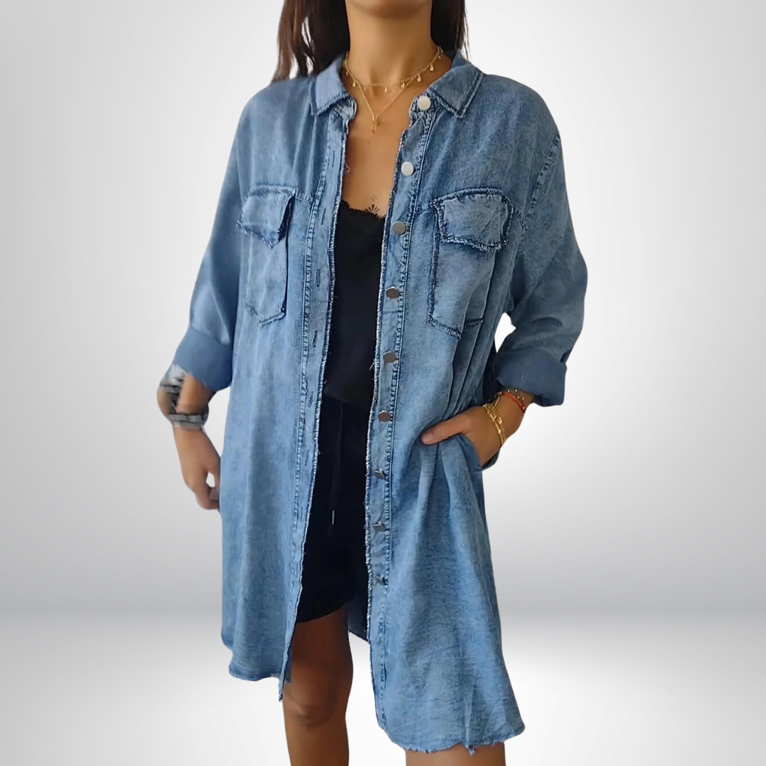 Liv - Veste en denim à manches longues avec col classique