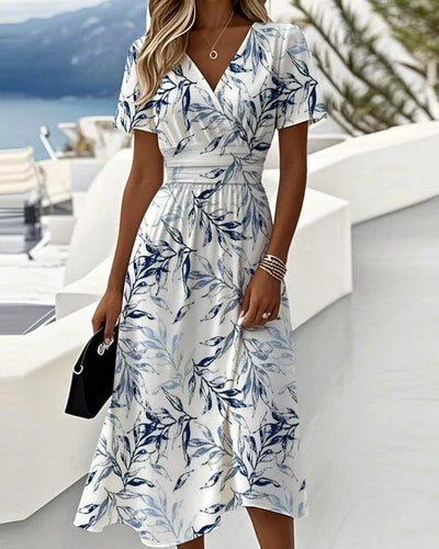 Robe Élégante Avec Impression Botanique