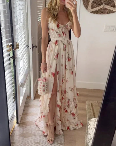Carlota | Robe d'invitée de Mariage fleurie  pour femme | Maxi