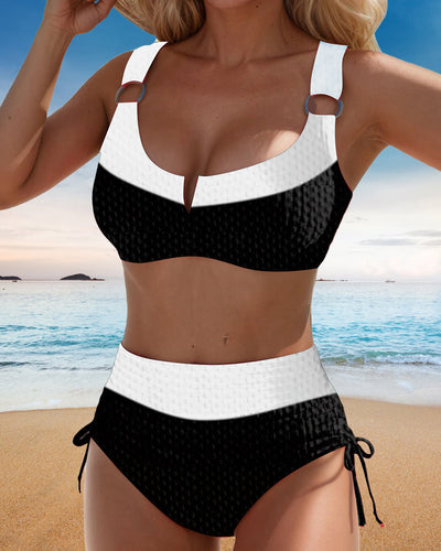 Bikini Bralette Contraste Taille Haute