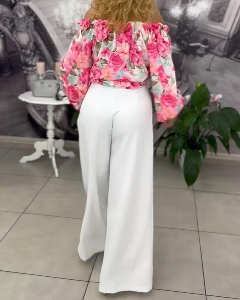 Blouse Sexy Off-Shoulder Imprimée