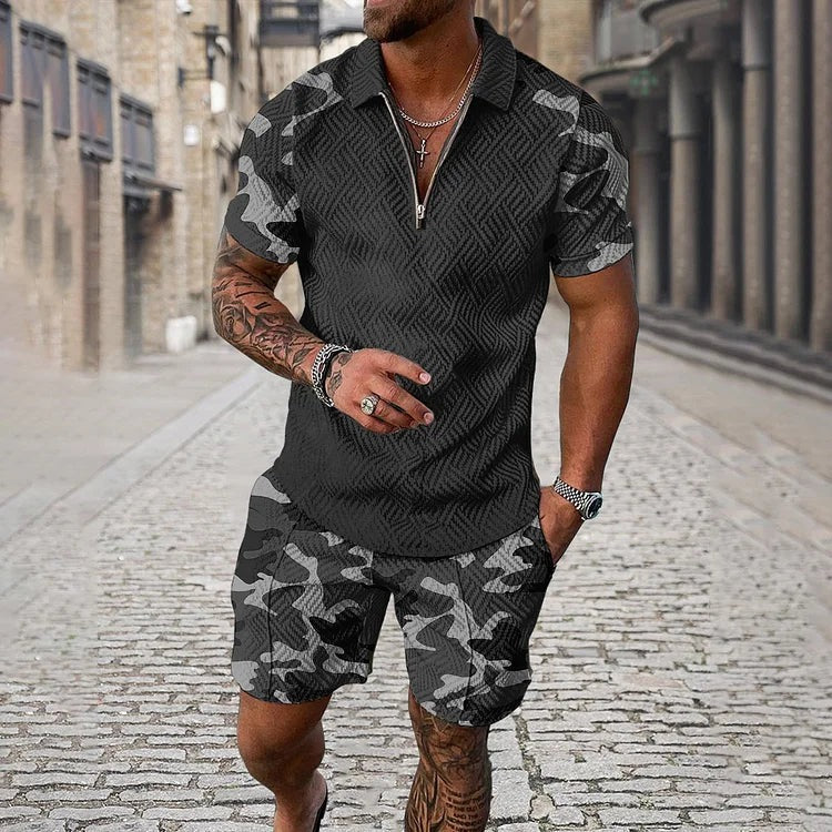 Ensemble polo et short camouflage