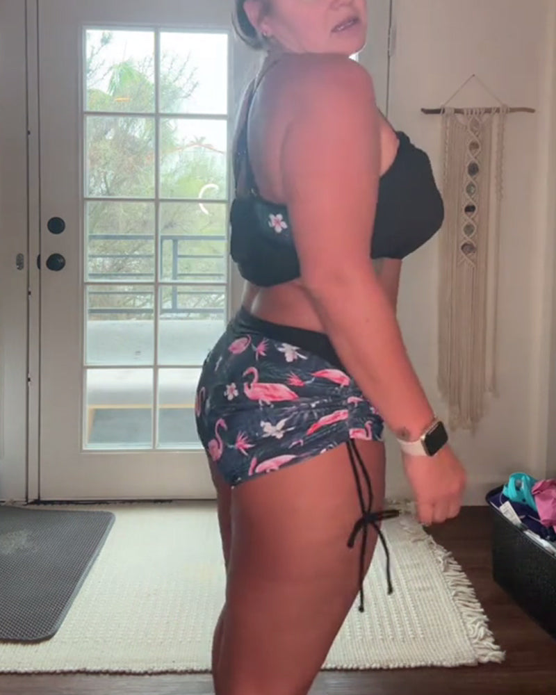 Maillot de bain – Imprimé flamant rose deux pièces