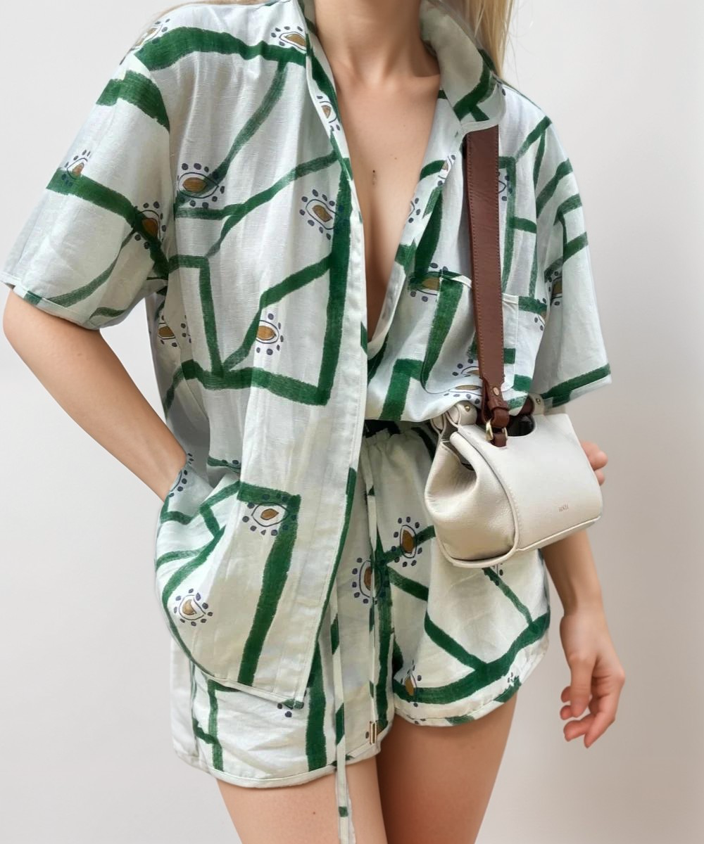 Ensemble Graphique Vert et Blanc | Chic Décontracté | Léger et Aéré
