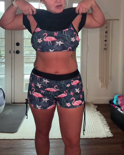 Maillot de bain – Imprimé flamant rose deux pièces