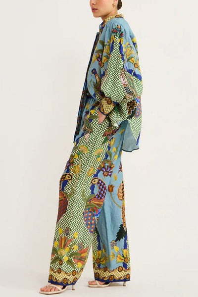 Ensemble à imprimé unique et ensoleillé satin