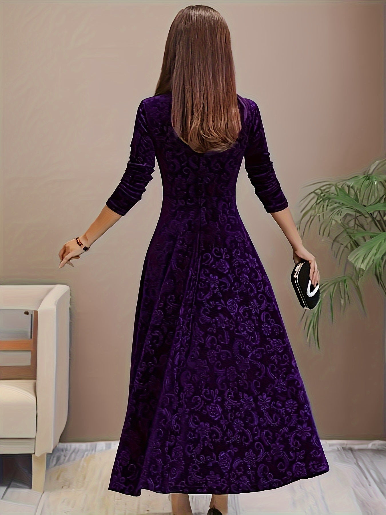 Hanna | Robe formelle en velours floral pour femmes
