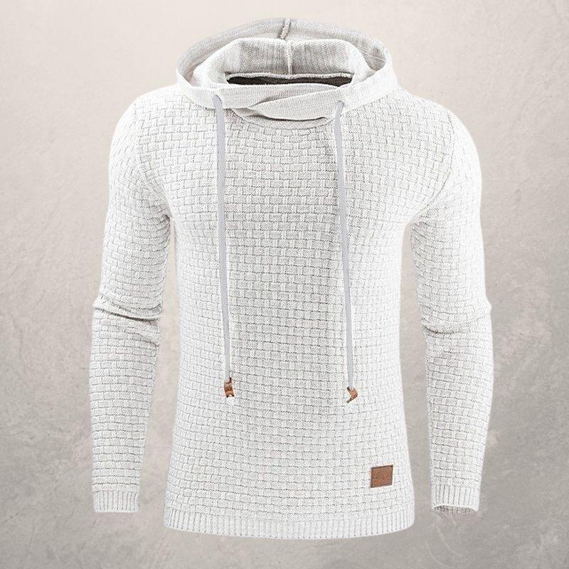 Pull homme – Coupe slim – Maille douce texturée – Capuche ajustable – Manches longues
