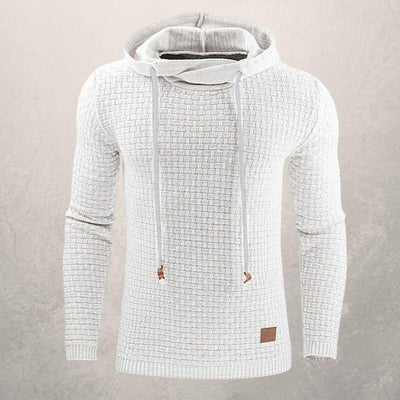 Pull homme – Coupe slim – Maille douce texturée – Capuche ajustable – Manches longues