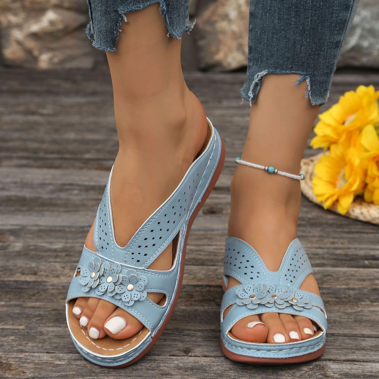 Morgane™ | Sandales Fleurie Orthopédique