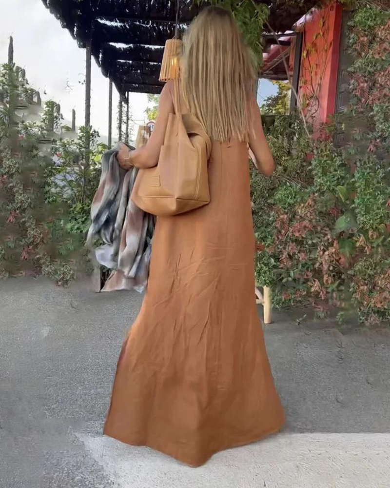 DOWN THE COVE – Robe Longue en Mélange de Lin