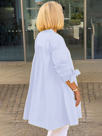 Chantal™ | Chemise Longue Élégante à Manches Nouées