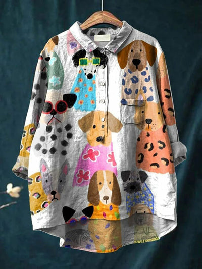 Chemise Décontractée Imprimé Chien | Tendance et Confort | Tissu Doux