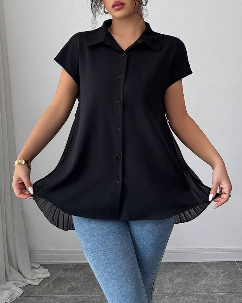 Chemise Perlée Panneau En Chiffon Plissé