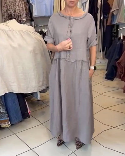 Robe Couleur Unie Décontractée Confortable
