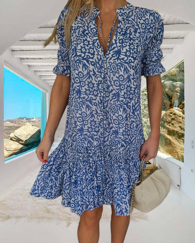 Robe À Nouer Manches Bouffantes Imprimée