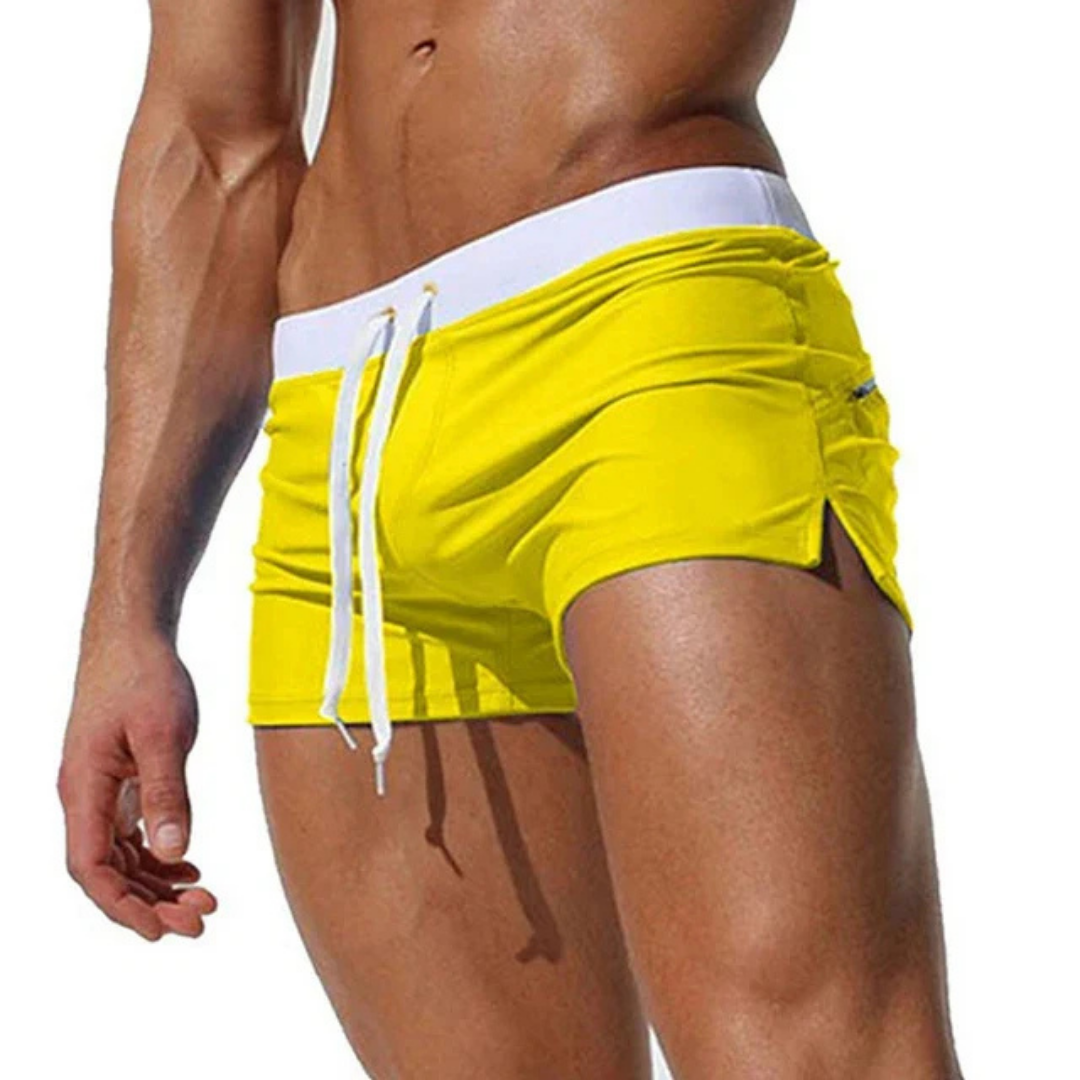 Short de bain homme – Coupe slim – Taille ajustable – Tissu respirant à séchage rapide