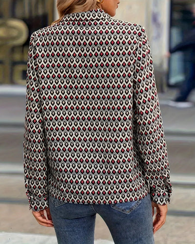 Vintage Motif en losange Blouse
