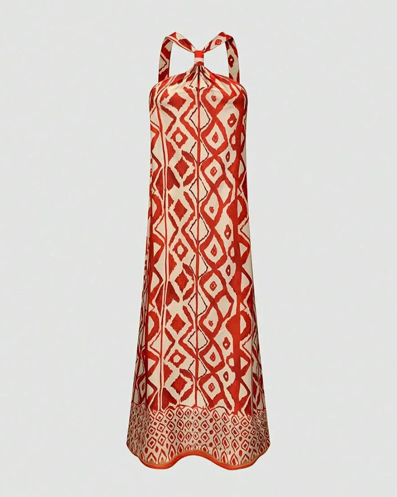 Robe Encolure Halter Bohemian Print