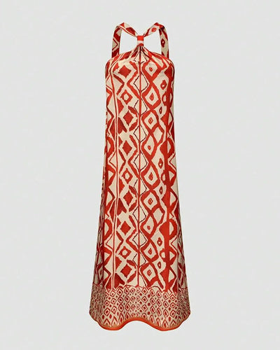 Robe Encolure Halter Bohemian Print