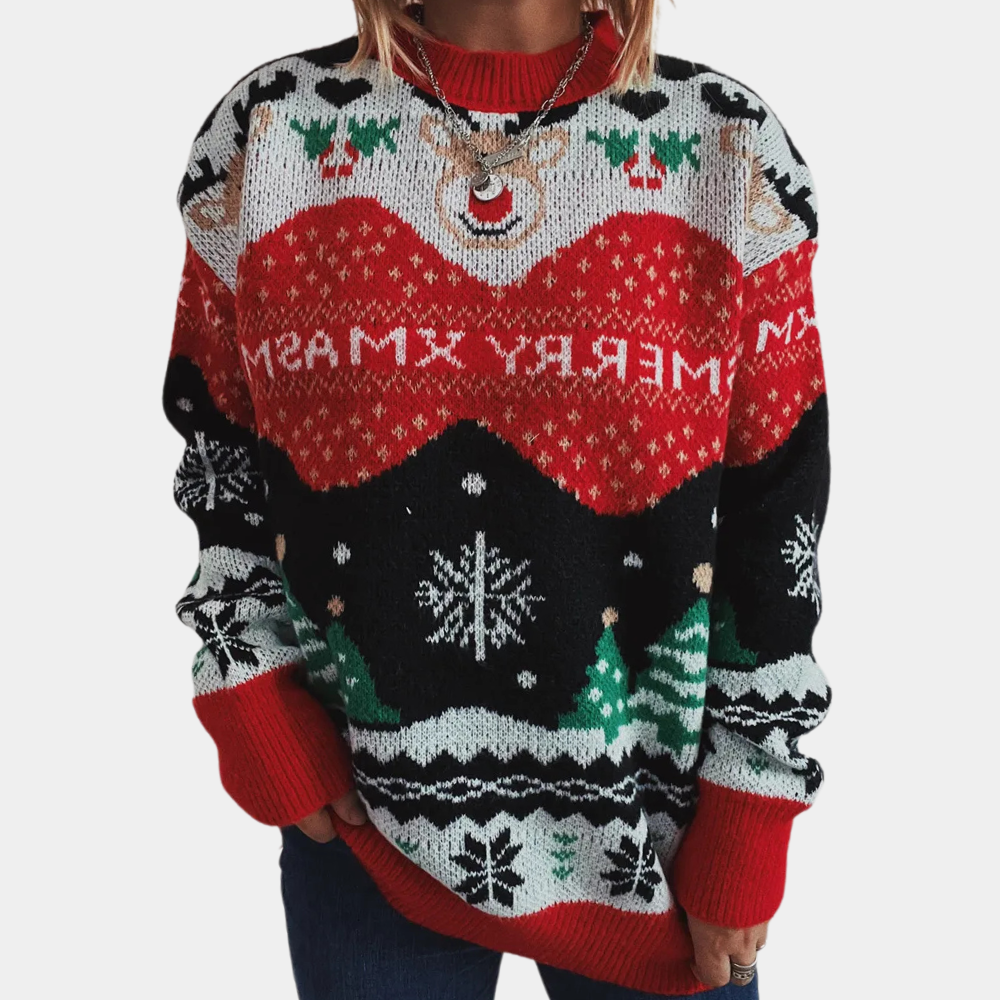 COLLETTE - Pull de Fête Flocons de Neige pour Femme