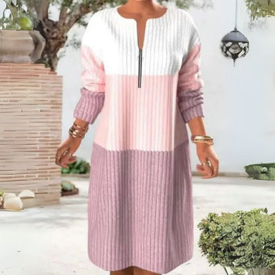 Libella™ | Robe Tricotée Chic en Bloc de Couleurs