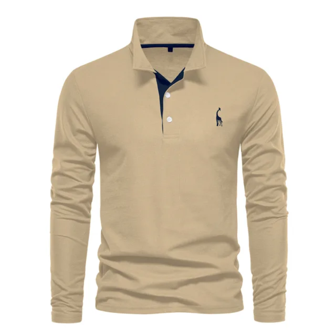 Polo homme – Coupe droite – Manches longues – Tissu respirant – Style décontracté