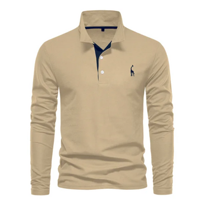 Polo homme – Coupe droite – Manches longues – Tissu respirant – Style décontracté