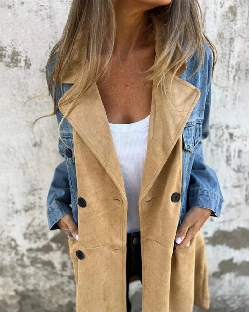 MARITES - MANTEAU EN DENIM ET DAIM