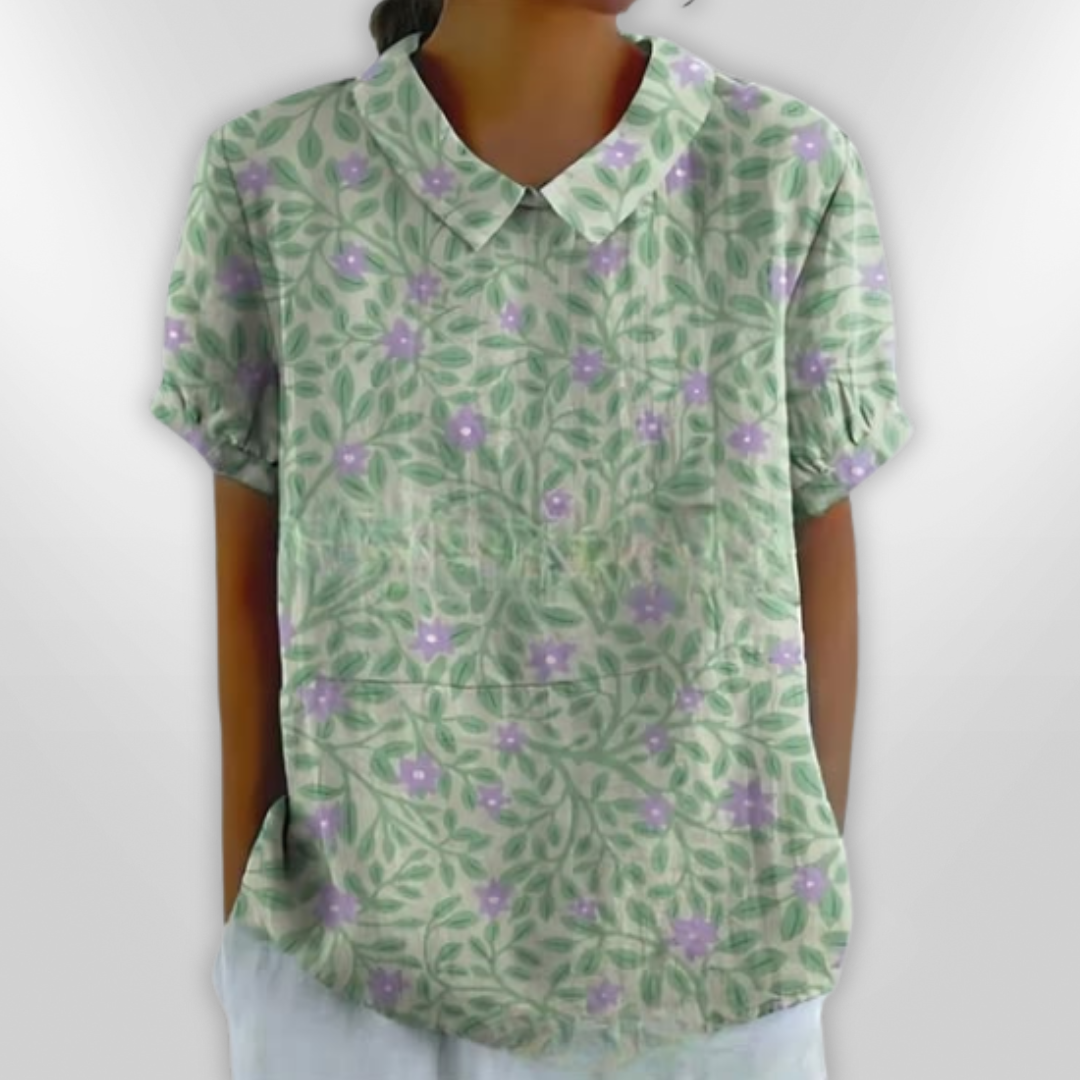 LINA | Blouse en lin à fleurs