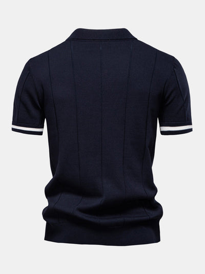 Polo en Maille à Fermeture Éclair avec Liseré Contrastant & Short Chino en Coton