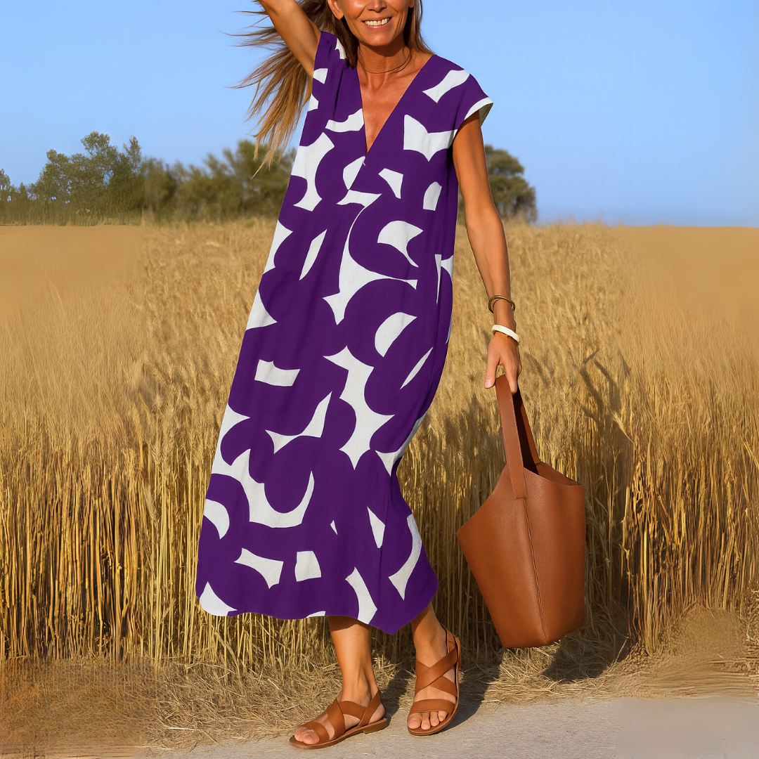 Morgane™ | Robe maxi avec impression artistique