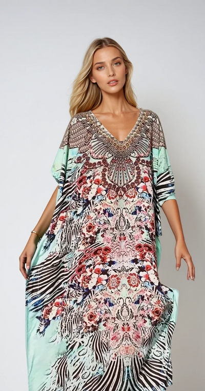 Jade - Robe D'Été Avec Des Fleurs Côtières Pour L'Été