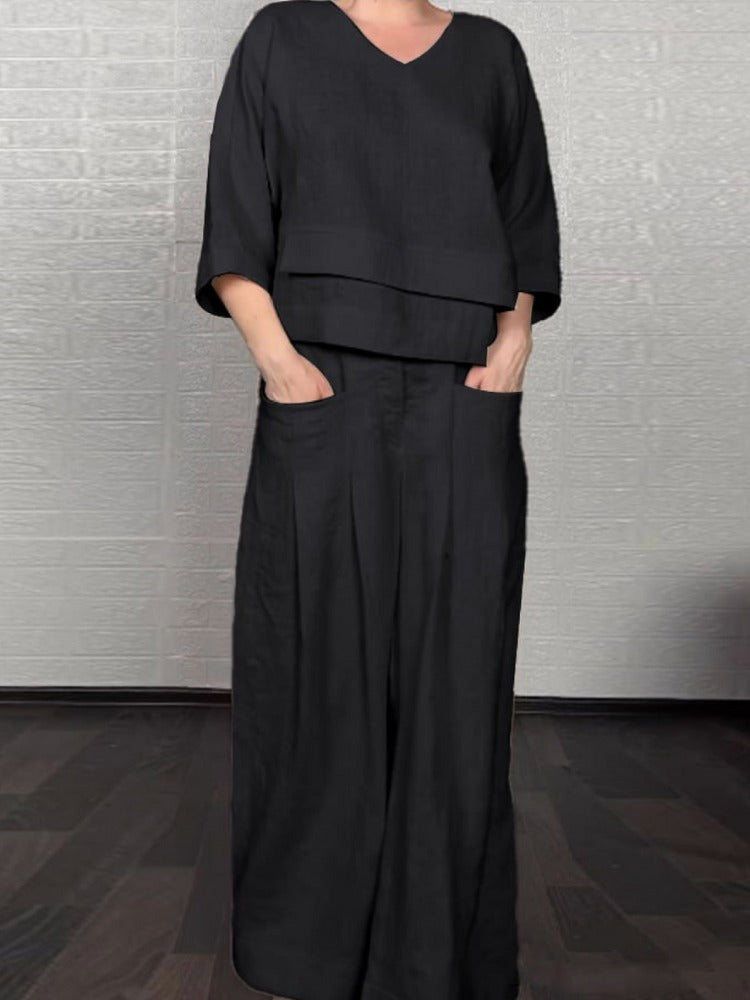 Ensemble ample à manches trois-quarts pour femme