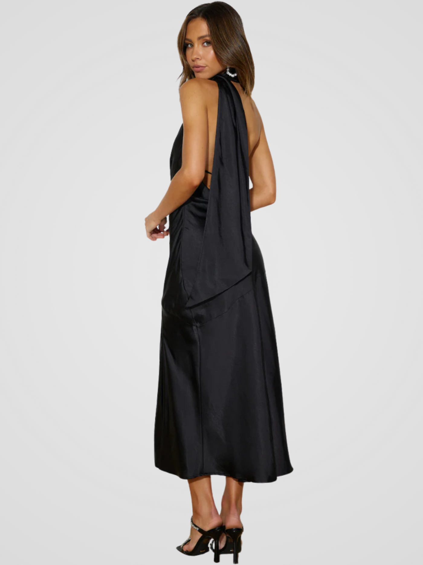 Luna™ | Robe midi brillante avec col halter