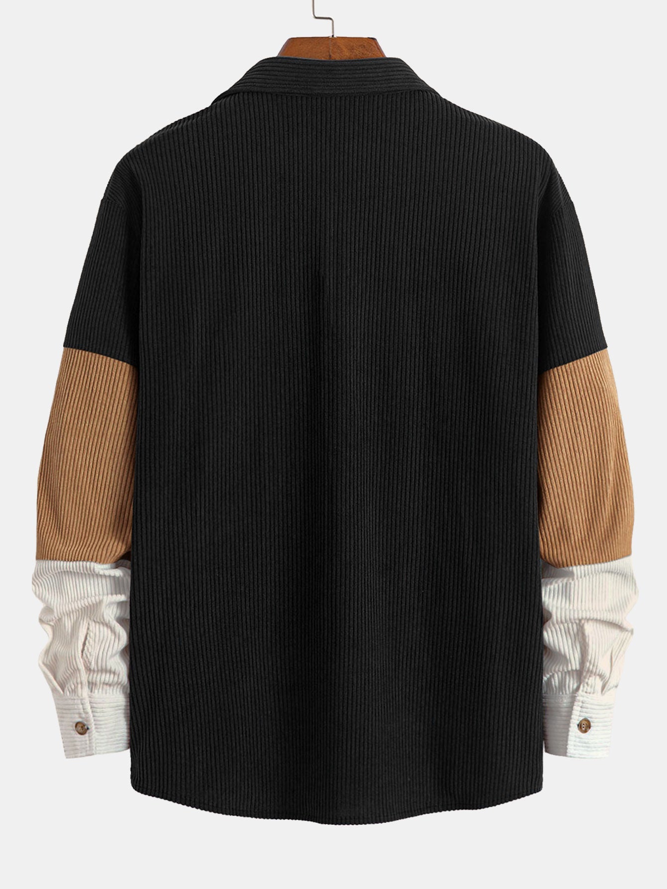 Chemise en velours côtelé à blocs de couleurs avec poches