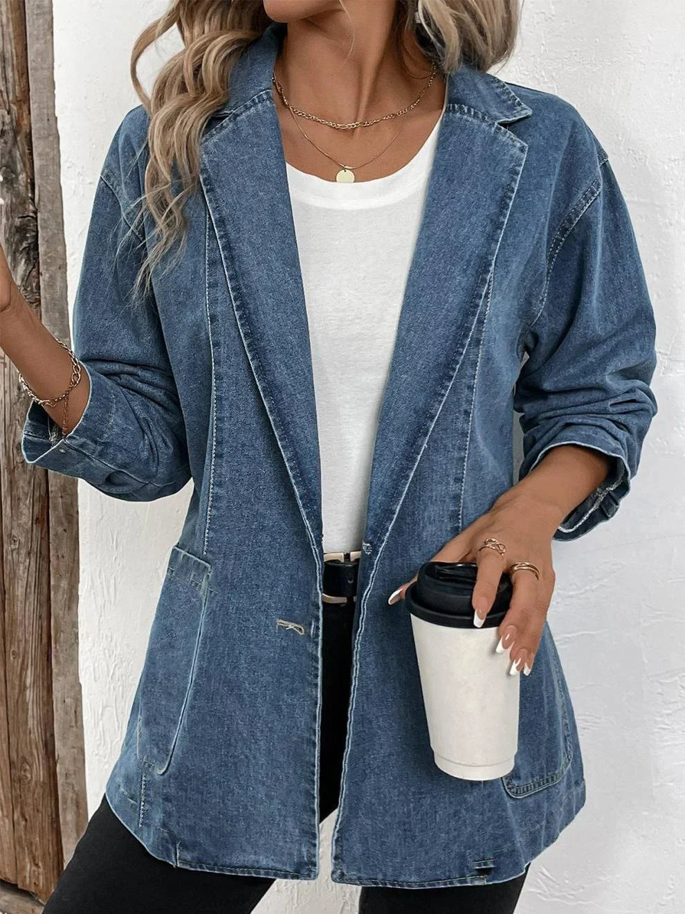 Manteau châle femme – Coupe décontractée – Manches longues – Ouverture frontale
