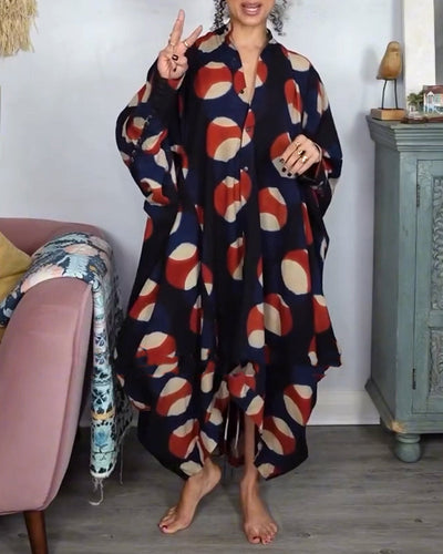 Robe Mode Ample Manche Chauve-Souris Imprimée