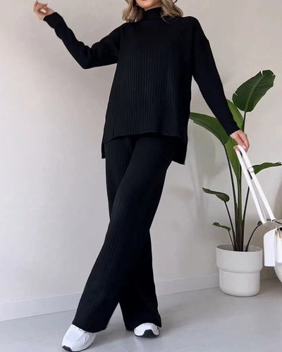 Ensemble deux pièces décontracté à fente chic