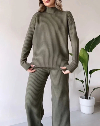 Ensemble deux pièces décontracté à fente chic
