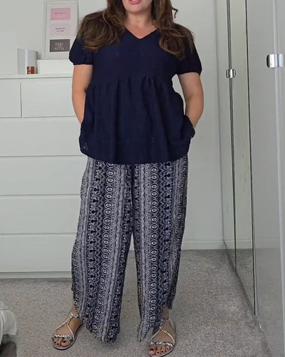 Costume Décontracté Ample Imprimé Deux Pièces