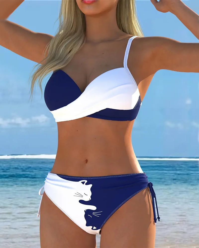 Bikini Ensemble Avec Croix-Chat Design